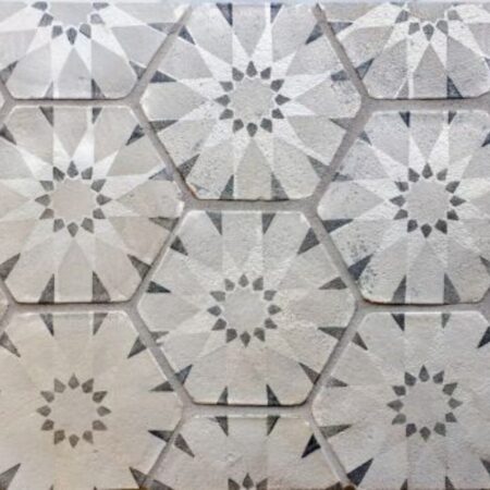 ZAHA - Silver Hex | Terra Cotta - 5 in. Hexagon Decorative Field Tile