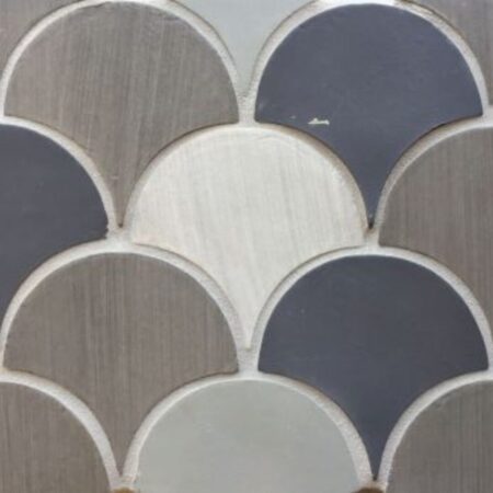 Fan Shape - Gray & Brushed Oxford | Terra Cotta - Decorative Field Tile