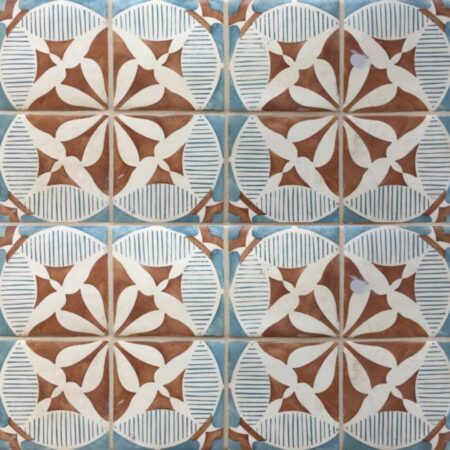 Touareg - Mocka, Royal Blue on Off-white | Terra Cotta - 6x6 in. Decorative Field Tile