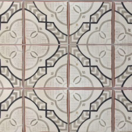 Oxford Gray Charcoal on Off-white | Terra Cotta - 8x8 in. Decorative Field Tile