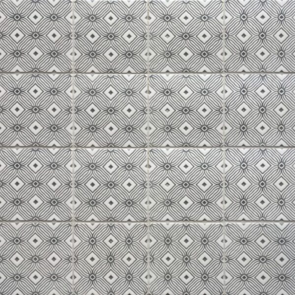 Scraffito Pattern Relief - Monochrome | 5x10 in. Ceramic Field Tile ...