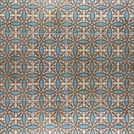Gray w/ Butter, Aqua & Cream Inlay | Encaustic Tile