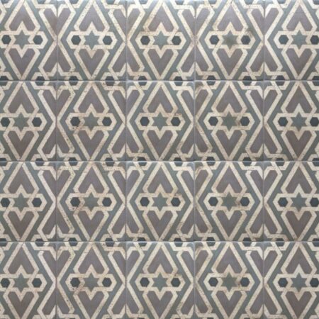 Ivory w/ Slate, Celadon & Dove Inlay | Encaustic Tile