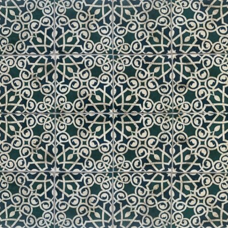 Ivory w/ Peacock & Navy Inlay | Encaustic Tile