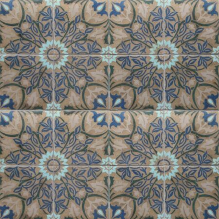Gray w/ Cobalt, Peacock & Aqua Inlay | Encaustic Tile
