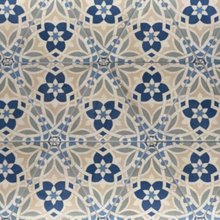 Ivory Clay w/ Cobalt, Sand, Celadon & Wedgewood Inlay | Encaustic Tile