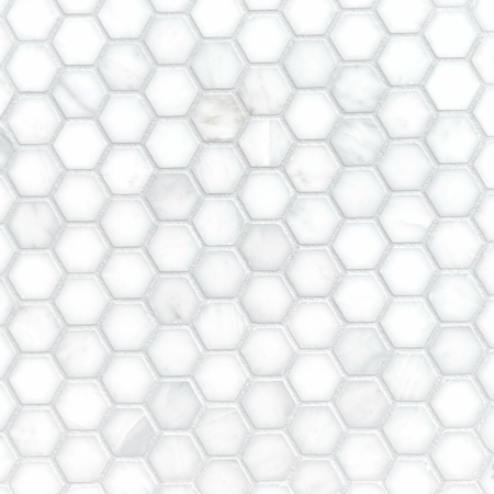 Grandview - Hudson White | Marble - 1 in. Hexagon Mosaic | Honed