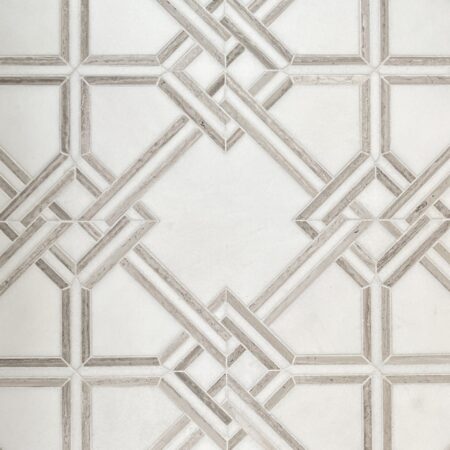 Nottingham | White Thassos Marble w/ White Stratta Limestone Honed Mosaic