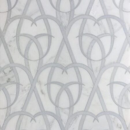 Botanica - Clematis | Hudson White & Lulworth Blue | Waterjet Mosaic Tile