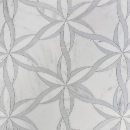 Botanica - Lily | Hudson White & Lulworth Blue | Waterjet Mosaic Tile