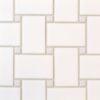 Shoal - Snow | Glass Tile - Basketweave Mosaic w/ Fog Dot