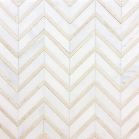 Wentworth – Waterjet | Hudson White & Devon Cream | Stone Mosaic Tile