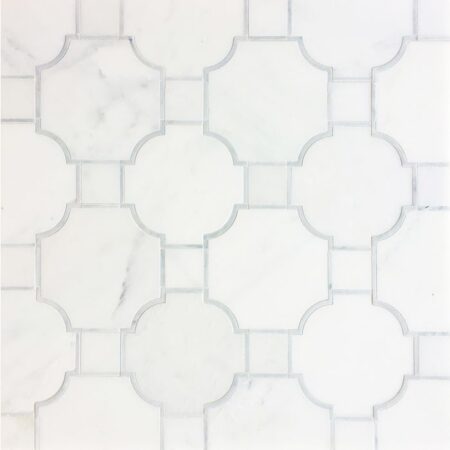 Grandview - Venetian Waterjet Mosaic | Marble - Hudson White & St. Regis Grey
