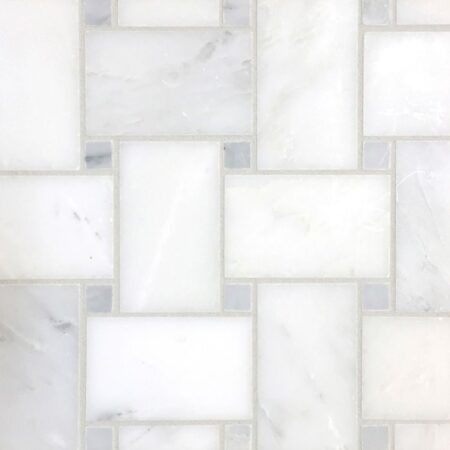 Grandview – Hudson White | Marble - Basketweave Mosaic w/ St. Regis Dot