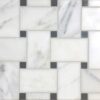 Grandview – Hudson White | Marble - Basketweave Mosaic w/ Black Dot | Honed