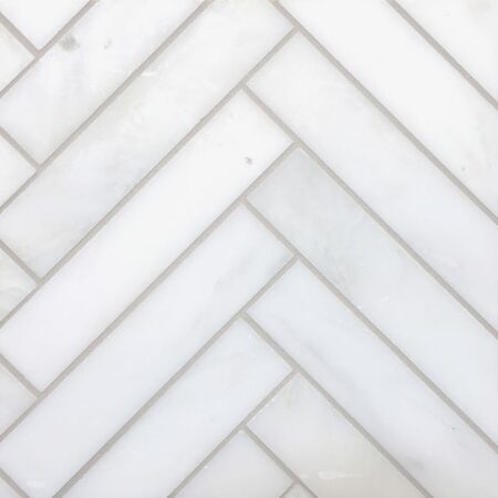 Grandview - Hudson White | Marble - 1.25x5.75 in. Herringbone Mosaic | Honed