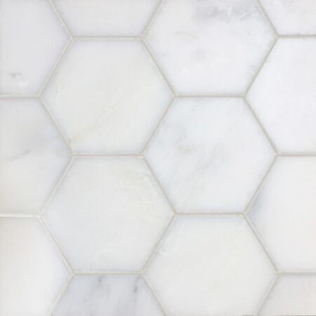 Grandview - Hudson White | Marble - 3 in. Hexagon Mosaic | Honed