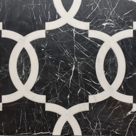 Seine - Calacatta Tia & Nero Marquina | Decorative Stone Waterjet Mosaic