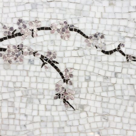 Plum Blossom - Calacatta, Desert Pink, St. Laurent & Lavender Mist | Decorative Stone Hand-Cut Mosaic