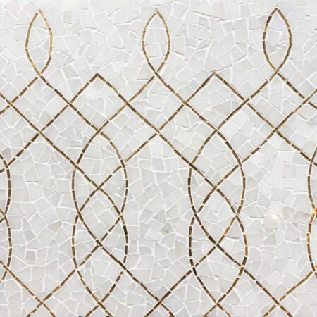 Luc - Afyon White & 24k Gold Glass | Decorative Hand-Cut Stone Mosaic