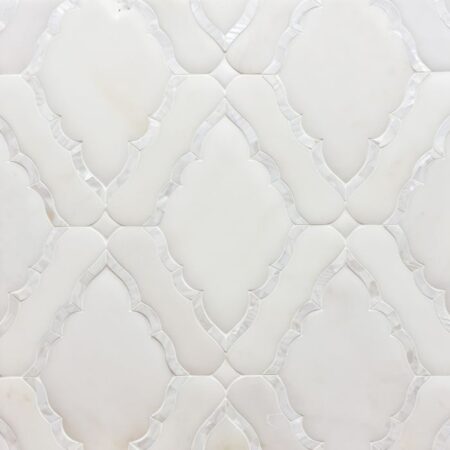Josephine - Shell, Venetian Calacatta & 24k Gold Glass | Decorative Stone Waterjet Mosaic