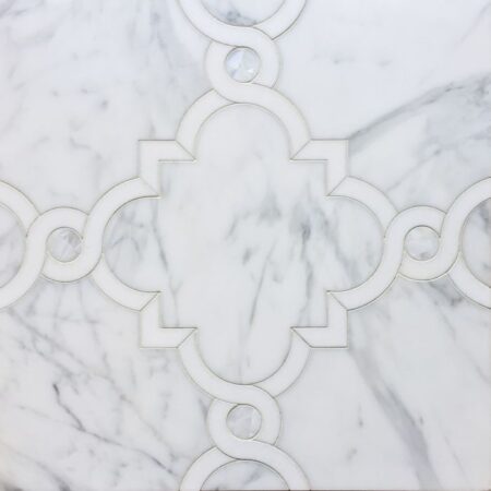 Atticus - Calacatta, Thassos & Shell | Decorative Stone Waterjet Mosaic