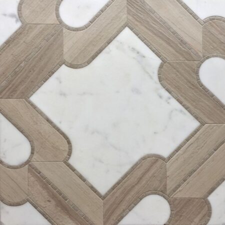 Calacatta, Morning Rose & Timber Beige | Marble - Decorative Waterjet Mosaic