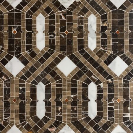Calacatta Oro, Copper Gold Glass & Dark Umber | Marble - Decorative Stone Mosaic