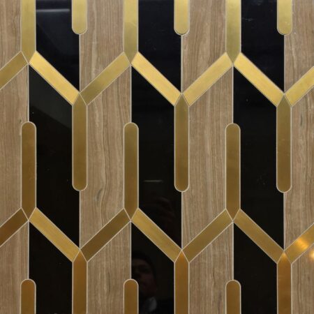 Brushed Brass Umber Panthera | Marble - Decorative Waterjet Mosaic
