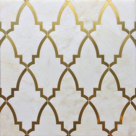 Chantilly & Brushed Brass | Marble - Decorative Waterjet Mosaic