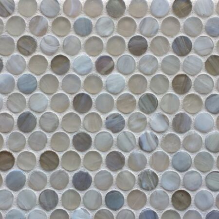 Marbelized Penny Round Burlywood Silk/Pearl | Glass Field Tile