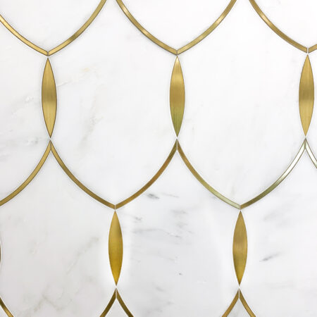 Patine - Gentle | Marble - Hudson White & Polished Brass | Waterjet Mosaic Tile