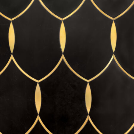 Patine - Gentle | Marble - Morgan Black & Polished Brass | Waterjet Mosaic Tile