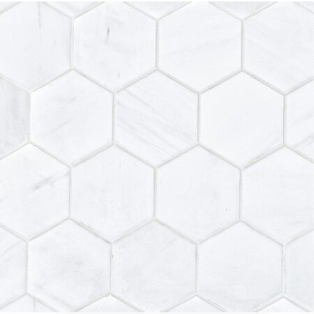 Grandview - Carlyle White | Marble – 3 in. Hexagon Mosaic | Honed