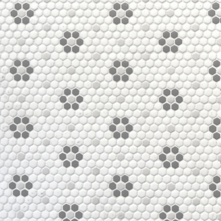 Shoal - Daisy | Glass Tile - Vintage Snow, Fog & Pebble Mosaic | Micro Hex