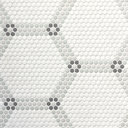 Shoal - Laurel | Glass Tile - Vintage Foam, Snow, Fog & Pebble Mosaic | Micro Hex