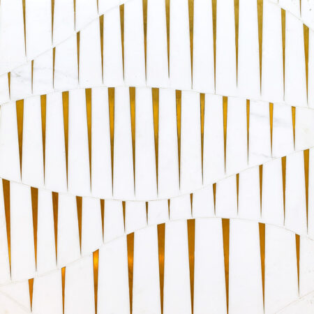 Patine - Frequency | Marble - Hudson White & Polished Brass | Waterjet Mosaic Tile