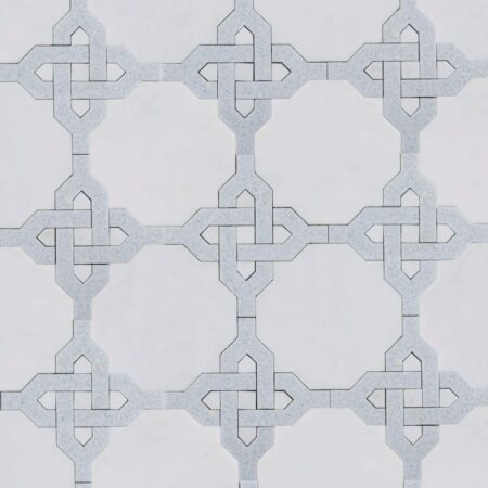 Celtic Knot – Waterjet | Hudson White & Cambridge Blue | Stone Mosaic Tile