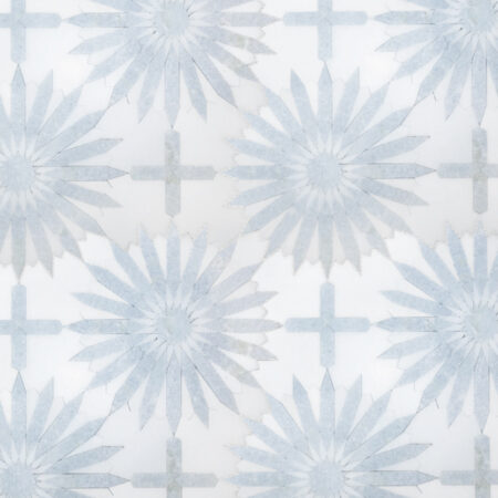 Stella Waterjet Mosaic | Marble - Echo White & Cambridge Blue | Honed