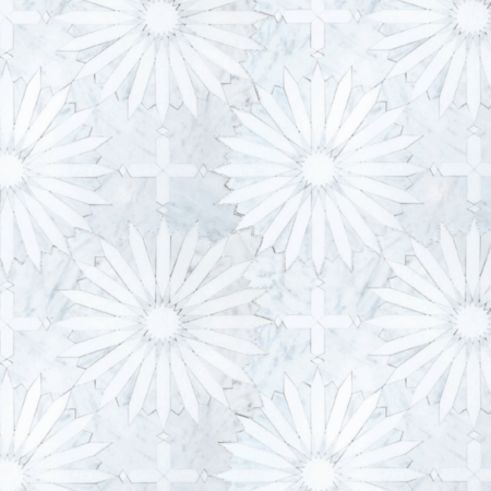 Stella Waterjet Mosaic | Marble - Plaza White & Whitby | Honed