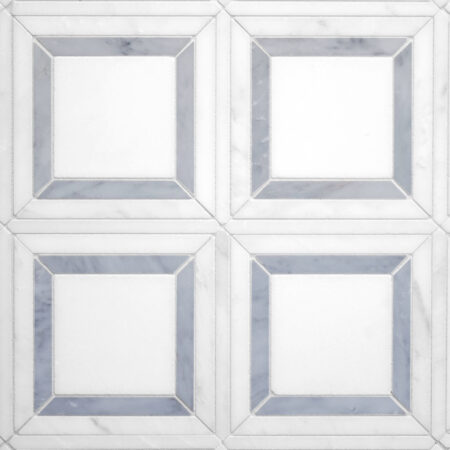 Drake – Waterjet Mosaic | Marble - Hudson White, St. Regis & Fairmont | Honed