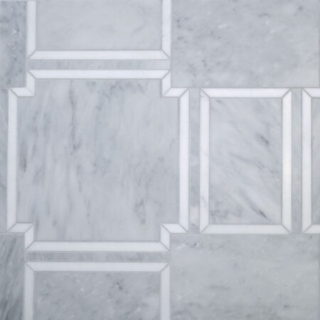 Allister – Waterjet | St. Regis Grey & Hudson White | Stone Mosaic Tile