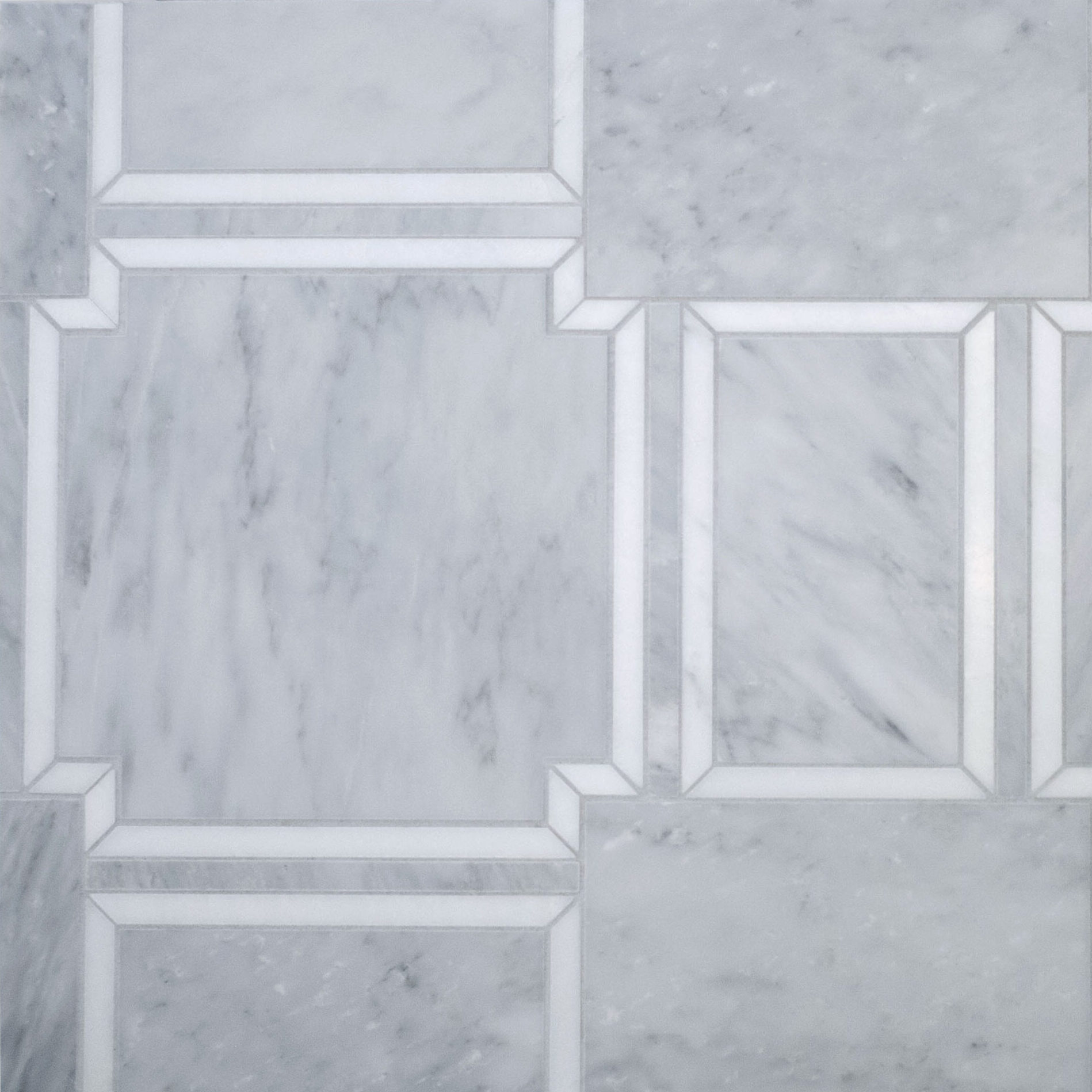 Allister – Waterjet | St. Regis Grey & Hudson White | Stone Mosaic Tile