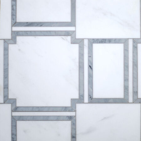 Allister - Waterjet | Hudson White & St. Regis Grey | Stone Mosaic Tile
