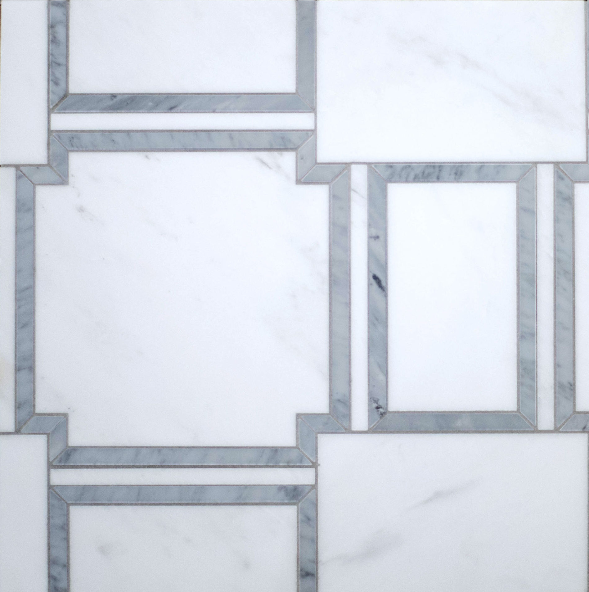 Allister - Waterjet | Hudson White & St. Regis Grey | Stone Mosaic Tile
