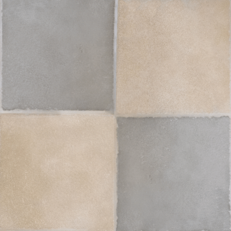 Abbey - Vieux Monde | Limestone - Checkerboard Pattern w/ Creme Coton & Gris Ciel | Patrimoine