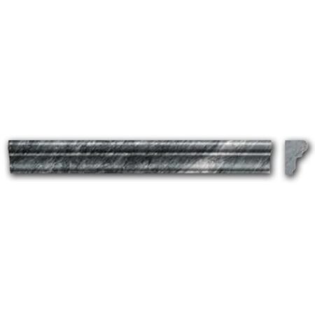Bardiglio Dark | Marble - 12 in. Chair Rail Moulding | Honed/Polished (1 3/4" x 1 1/16" Thick)