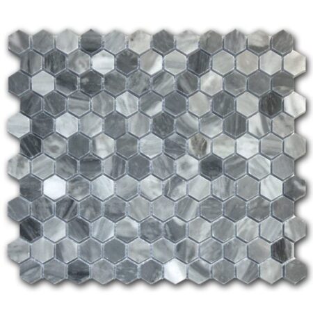 Bardiglio (Medium) | Marble - 1 in. Hexagon Mosaic | Honed/Polished (3/8" Thick)