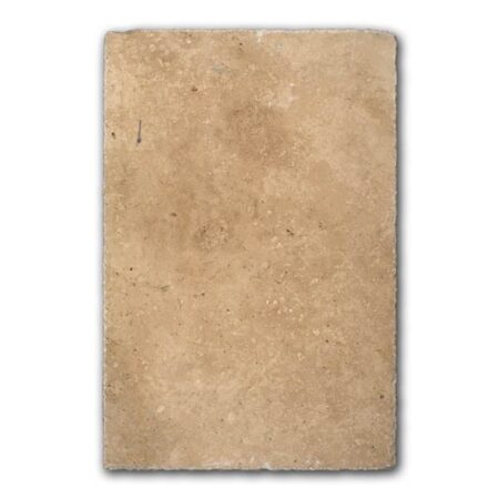 Turkish Light Walnut | Travertine - 16x24 in. Field Tile | Unfilled & Honed w/Cobbled Edge (1/2" Thick)
