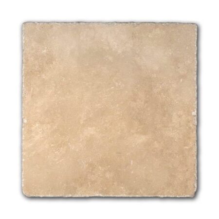 Turkish Light Walnut | Travertine - 16x16 in. Field Tile | Unfilled & Honed w/Cobbled Edge (1/2" Thick)